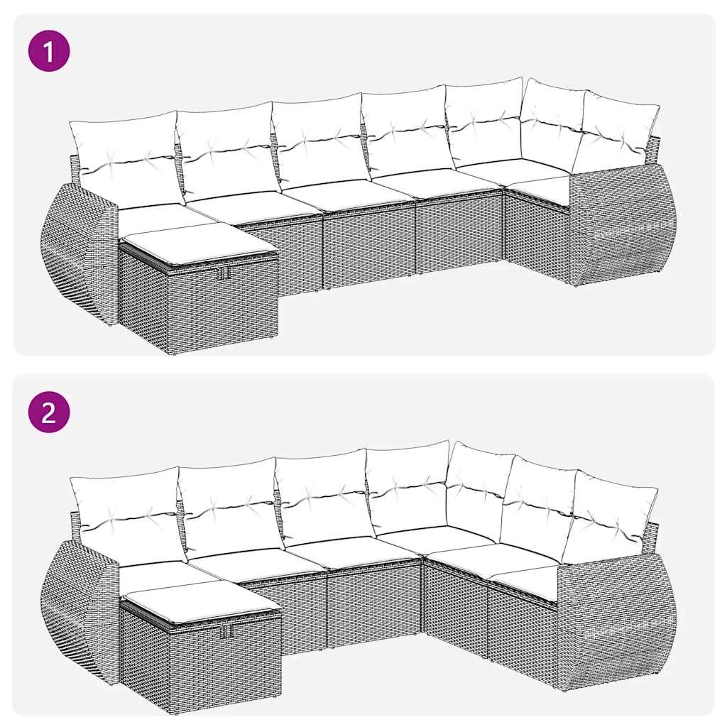 vidaXL Set sofás de jardín 7 piezas y cojines ratán sintético beige