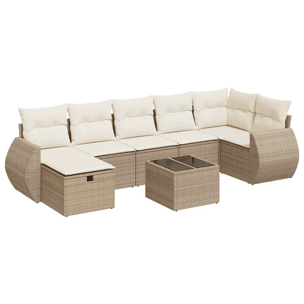 vidaXL Set de sofás de jardín y cojines 8 piezas ratán sintético beige