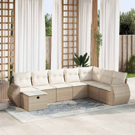 vidaXL Set de sofás de jardín y cojines 8 piezas ratán sintético beige