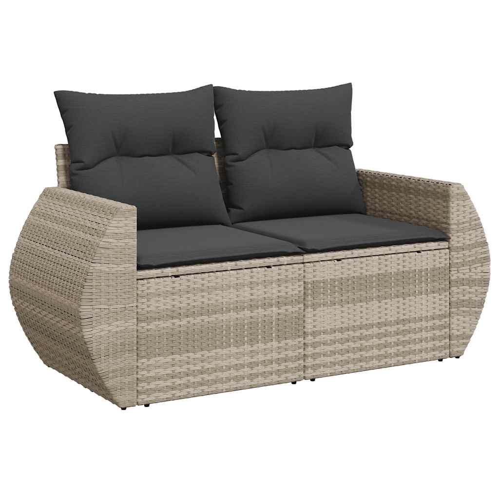 vidaXL Set muebles jardín 9 pzas y cojines ratán sintético gris claro