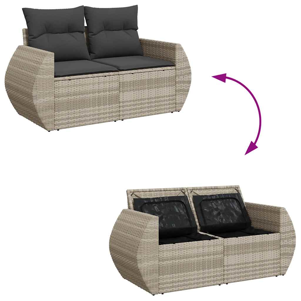 vidaXL Set muebles jardín 9 pzas y cojines ratán sintético gris claro