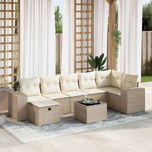 vidaXL Set de sofás de jardín y cojines 8 piezas ratán sintético beige