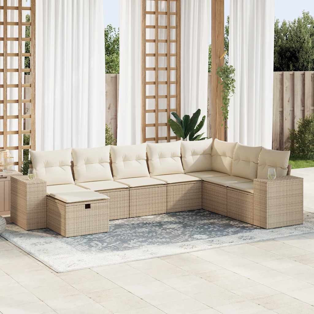 vidaXL Set de sofás de jardín y cojines 8 piezas ratán sintético beige