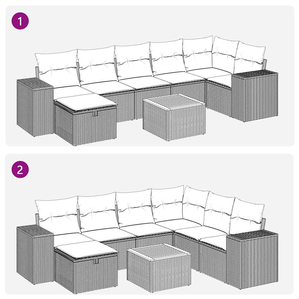 vidaXL Set de sofás de jardín y cojines 8 piezas ratán sintético beige