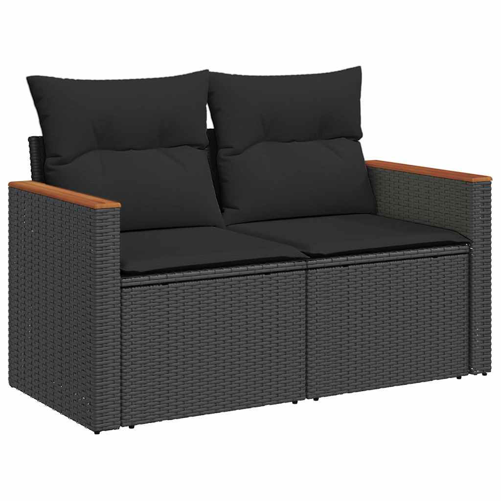 vidaXL Set de muebles de jardín 5 pzas y cojines ratán sintético negro