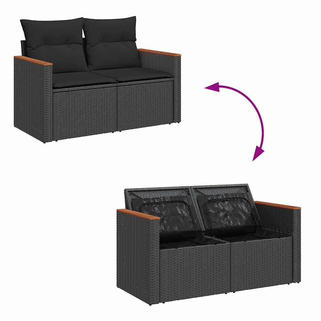 vidaXL Set de muebles de jardín 5 pzas y cojines ratán sintético negro