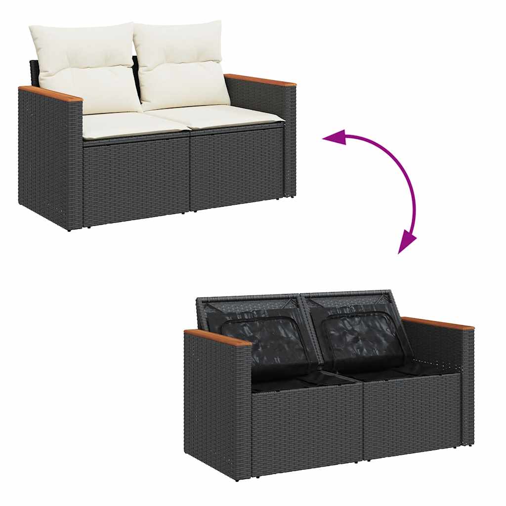 vidaXL Set de muebles de jardín 5 pzas y cojines ratán sintético negro