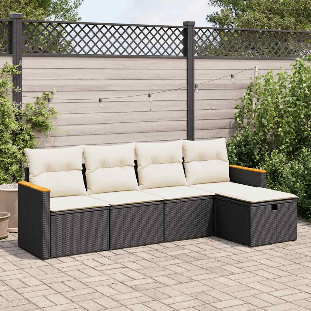 vidaXL Set de muebles de jardín 5 pzas y cojines ratán sintético negro