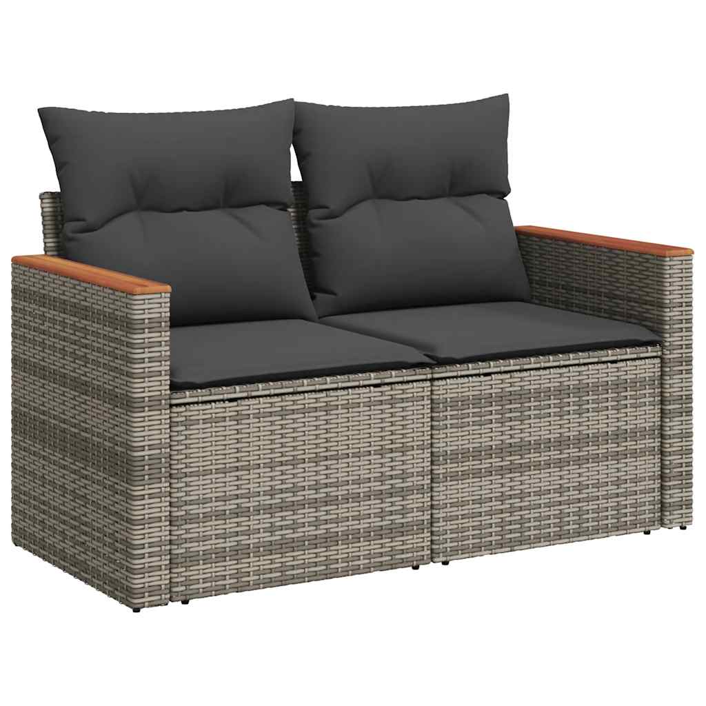 vidaXL Set de muebles de jardín 6 pzas y cojines ratán sintético gris