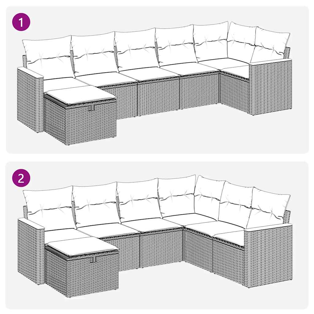 vidaXL Set sofás de jardín 7 piezas y cojines ratán sintético beige