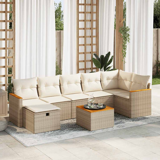 vidaXL Set de sofás de jardín y cojines 8 piezas ratán sintético beige