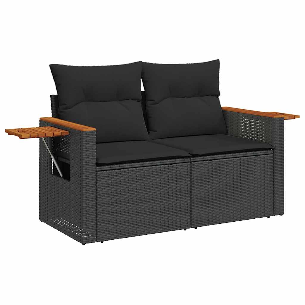 vidaXL Set de muebles de jardín 5 pzas y cojines ratán sintético negro