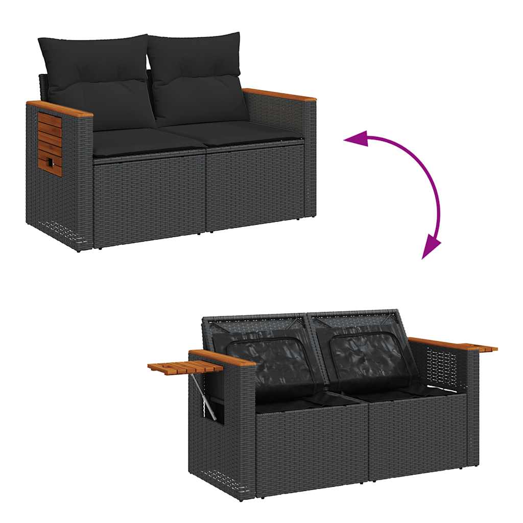 vidaXL Set de muebles de jardín 5 pzas y cojines ratán sintético negro