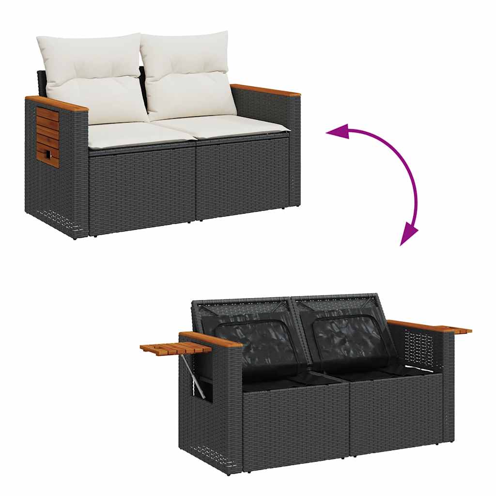 vidaXL Set de muebles de jardín 5 pzas y cojines ratán sintético negro