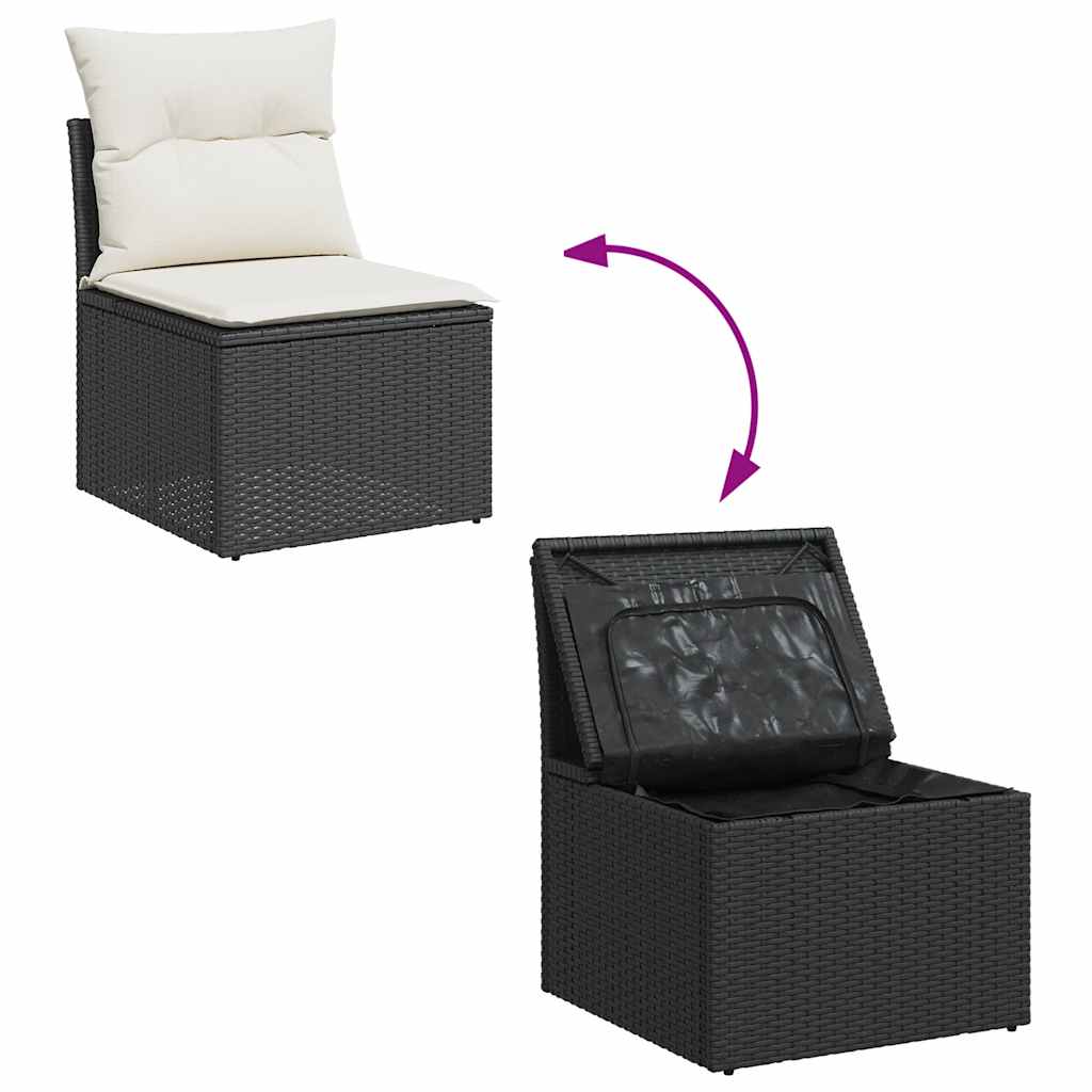 vidaXL Set de muebles de jardín 5 pzas y cojines ratán sintético negro