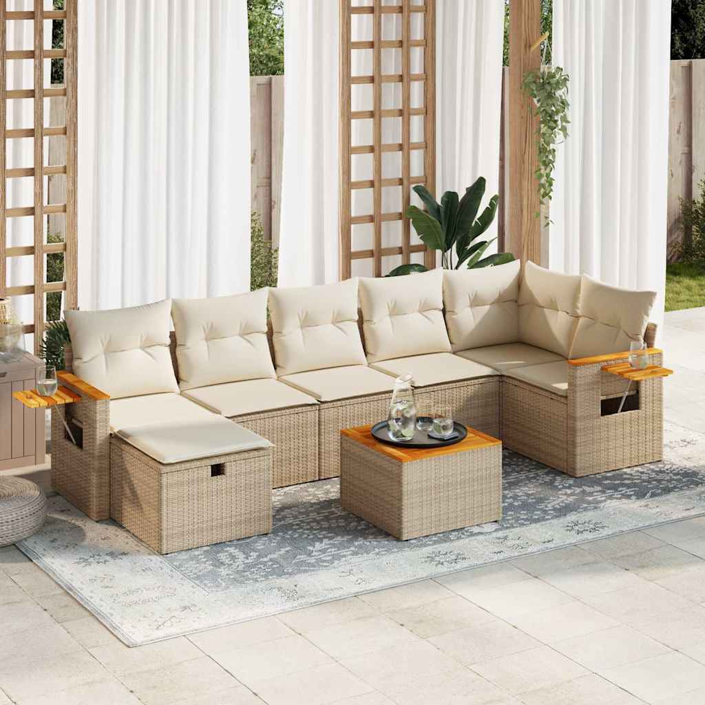 vidaXL Set de sofás de jardín y cojines 8 piezas ratán sintético beige