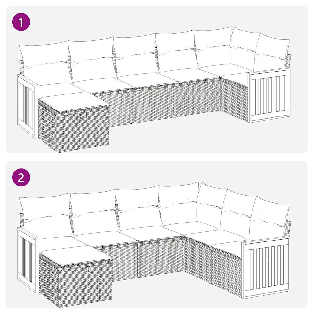 vidaXL Set sofás de jardín 7 piezas y cojines ratán sintético beige