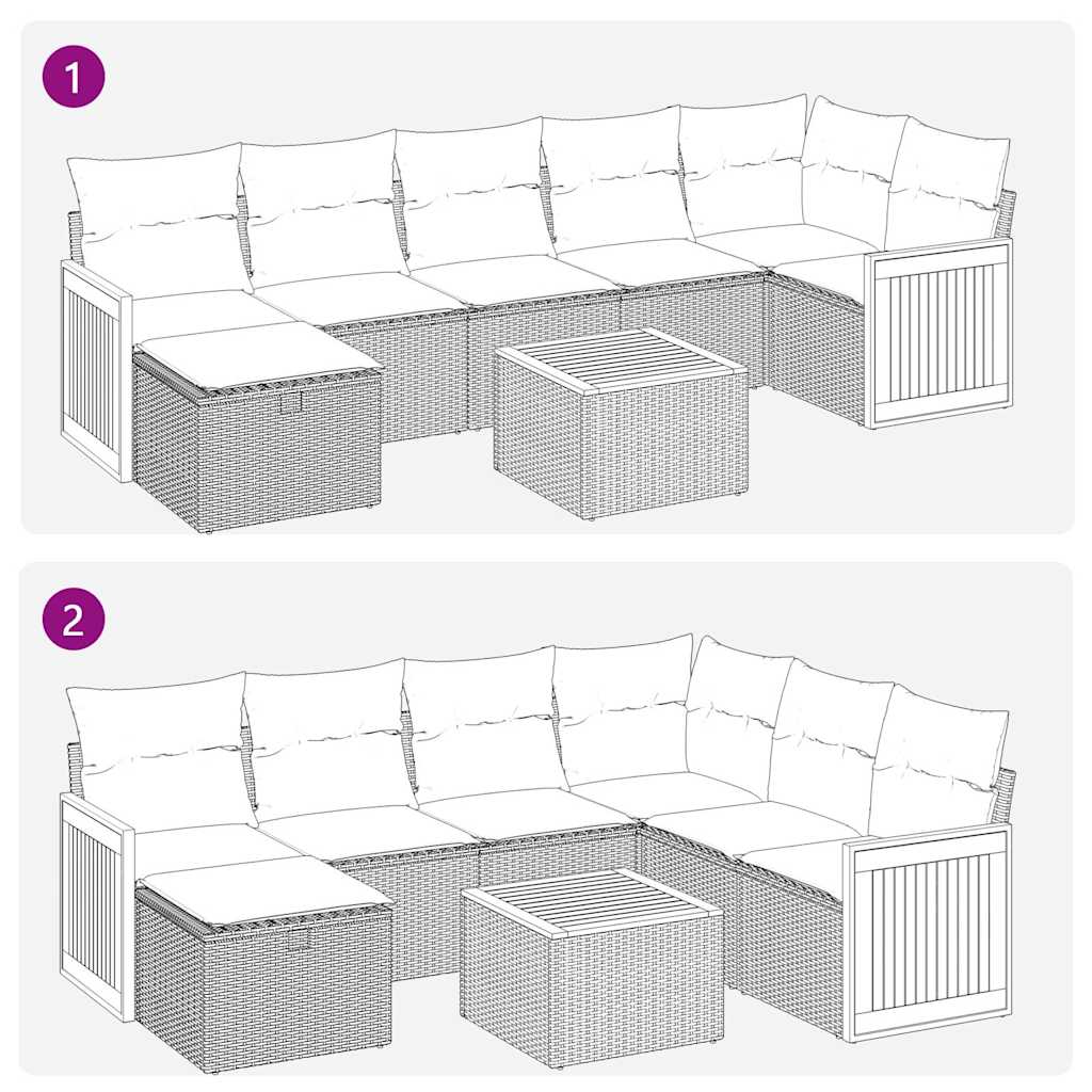 vidaXL Set de sofás de jardín y cojines 8 piezas ratán sintético beige