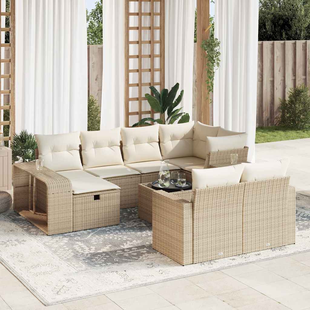 vidaXL Set de sofás de jardín 11pzas con cojines ratán sintético beige