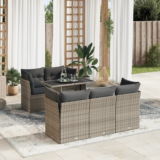 vidaXL Set de muebles de jardín 6 pzas y cojines ratán sintético gris