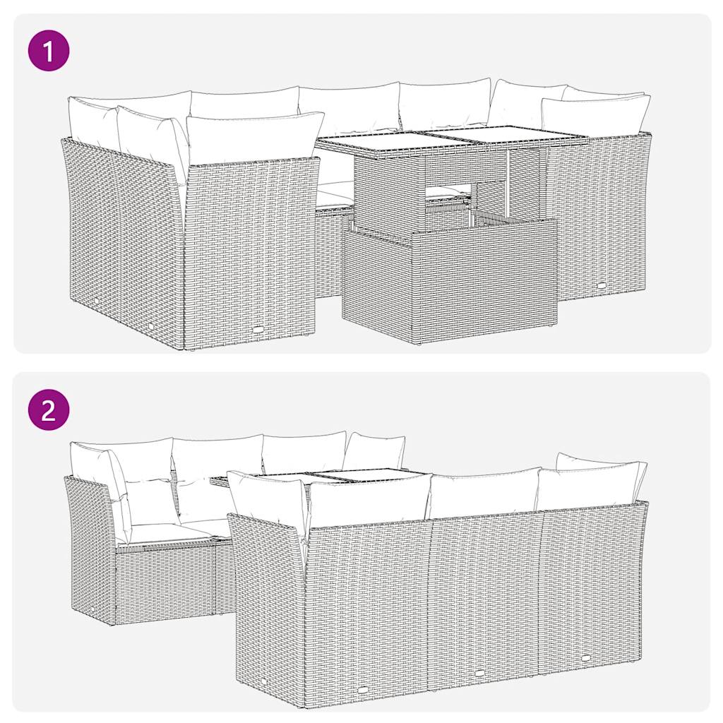 vidaXL Set sofás de jardín 7 piezas y cojines ratán sintético beige