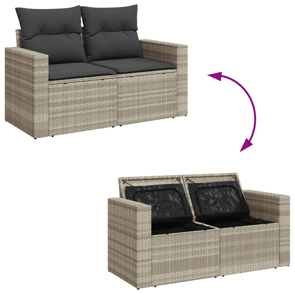 vidaXL Set muebles jardín 9 pzas y cojines ratán sintético gris claro