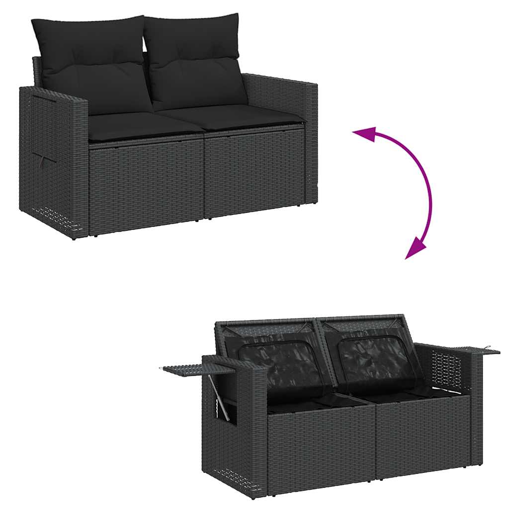 vidaXL Set de muebles de jardín 5 pzas y cojines ratán sintético negro