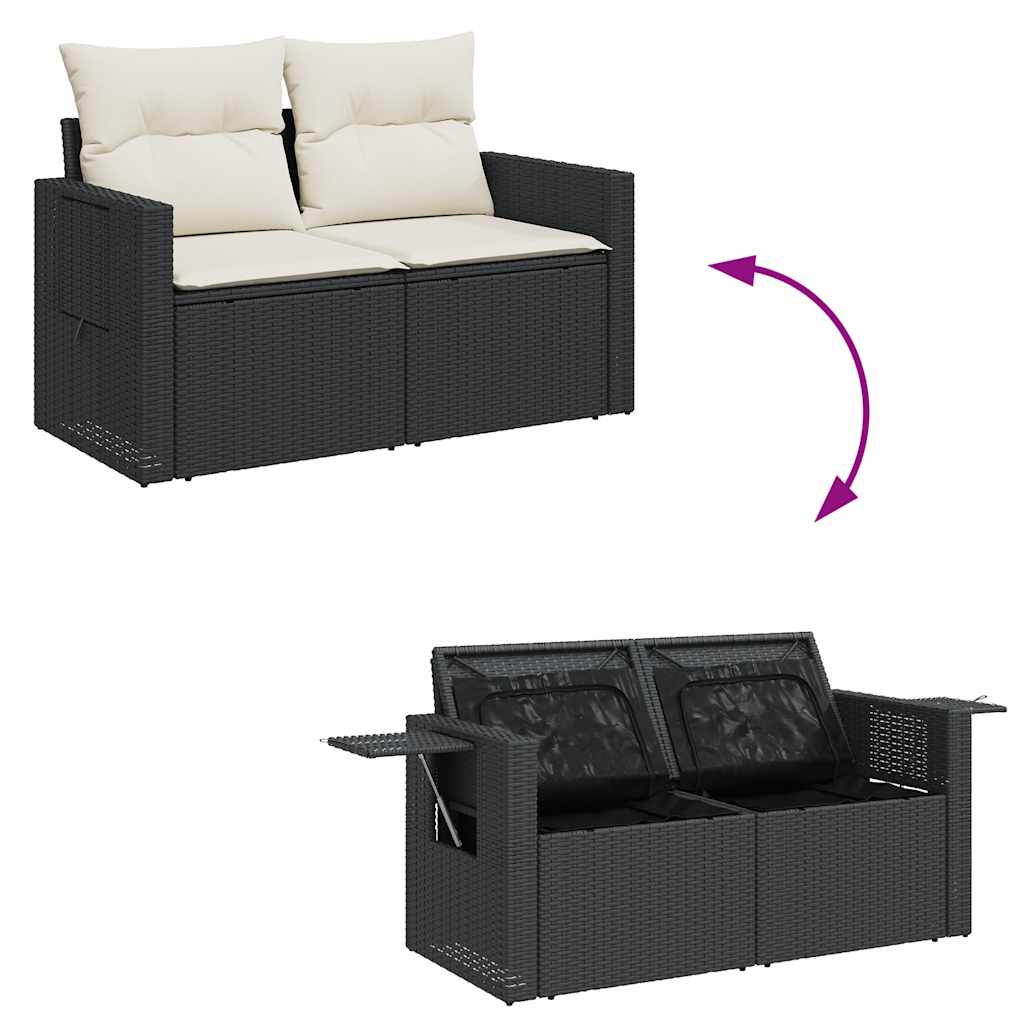 vidaXL Set de muebles de jardín 5 pzas y cojines ratán sintético negro