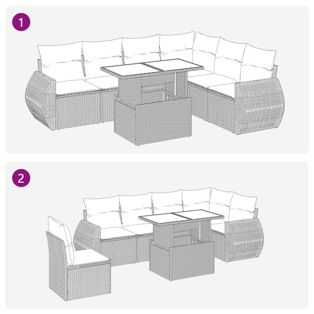 vidaXL Set sofás de jardín 7 piezas y cojines ratán sintético beige