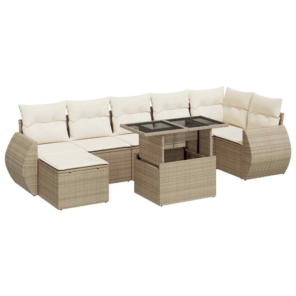 vidaXL Set de sofás de jardín y cojines 8 piezas ratán sintético beige