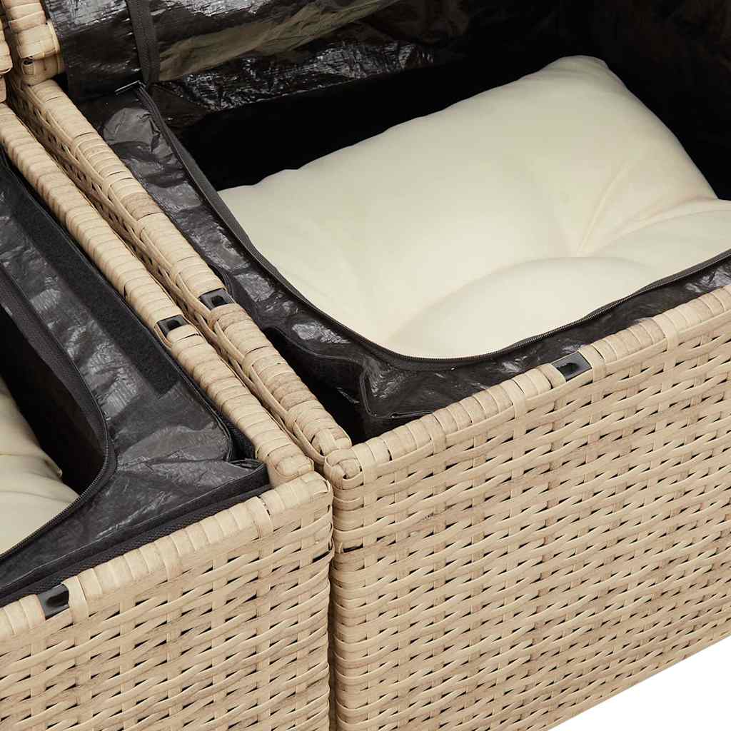 vidaXL Set sofás de jardín 7 piezas y cojines ratán sintético beige