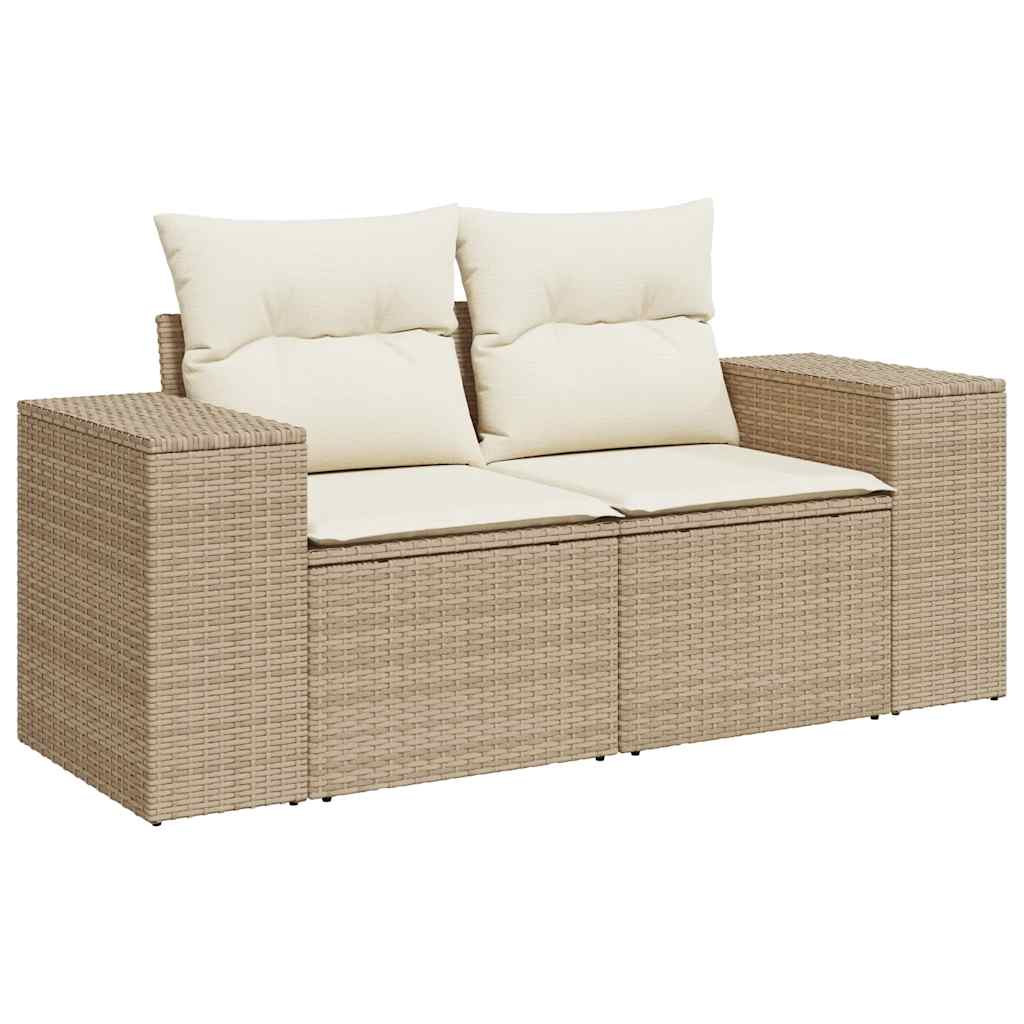 vidaXL Set de sofás de jardín con cojines 9 pzas ratán sintético beige