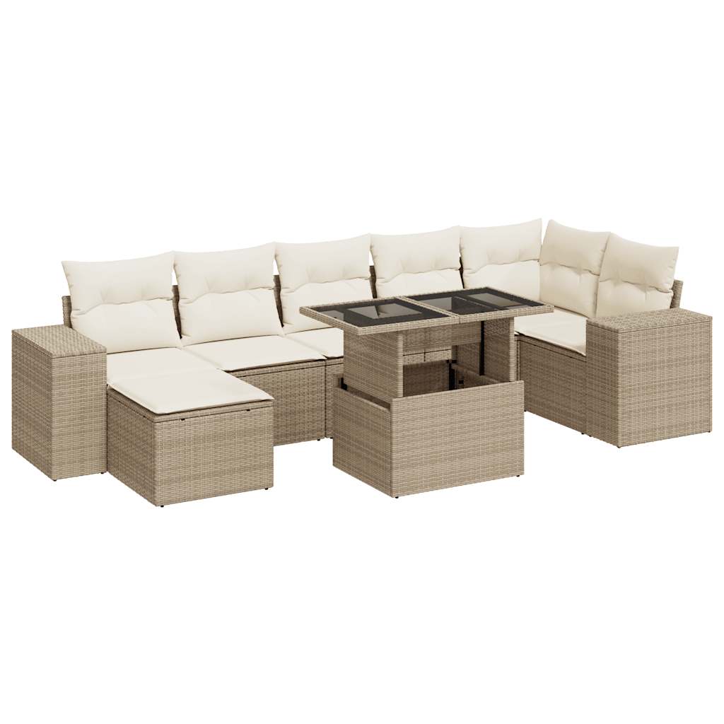 vidaXL Set de sofás de jardín y cojines 8 piezas ratán sintético beige