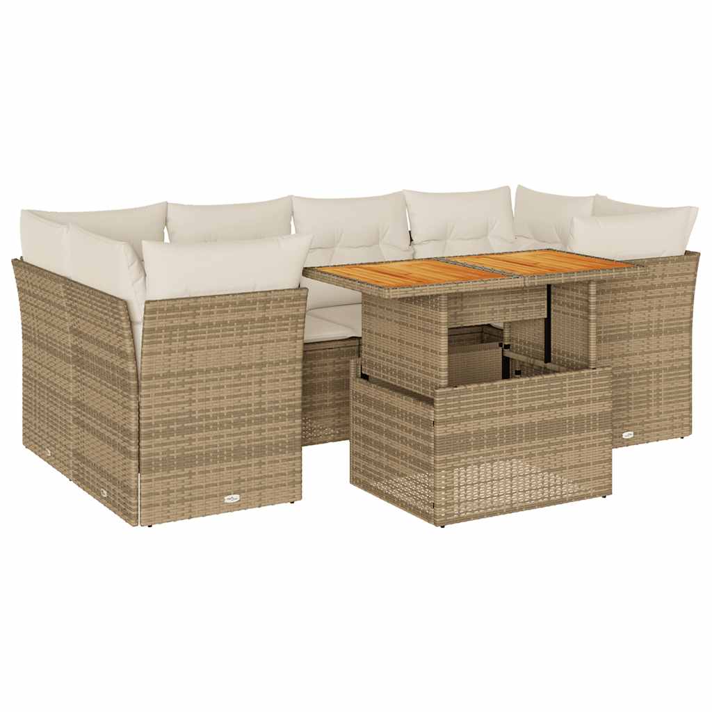 vidaXL Set sofás de jardín 7 piezas y cojines ratán sintético beige