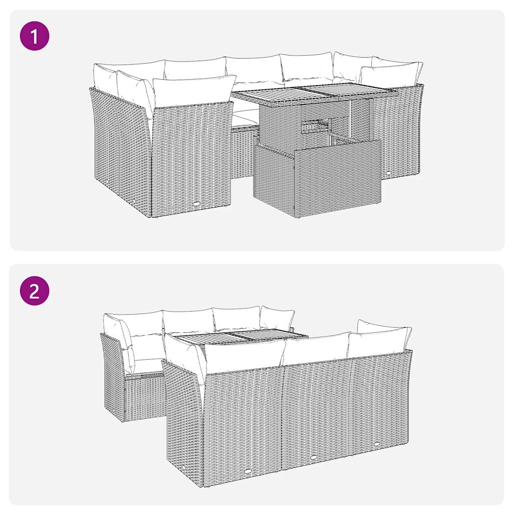 vidaXL Set sofás de jardín 7 piezas y cojines ratán sintético beige