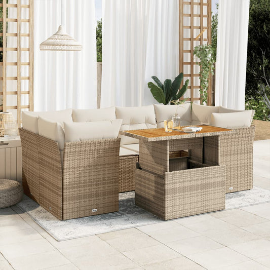 vidaXL Set sofás de jardín 7 piezas y cojines ratán sintético beige