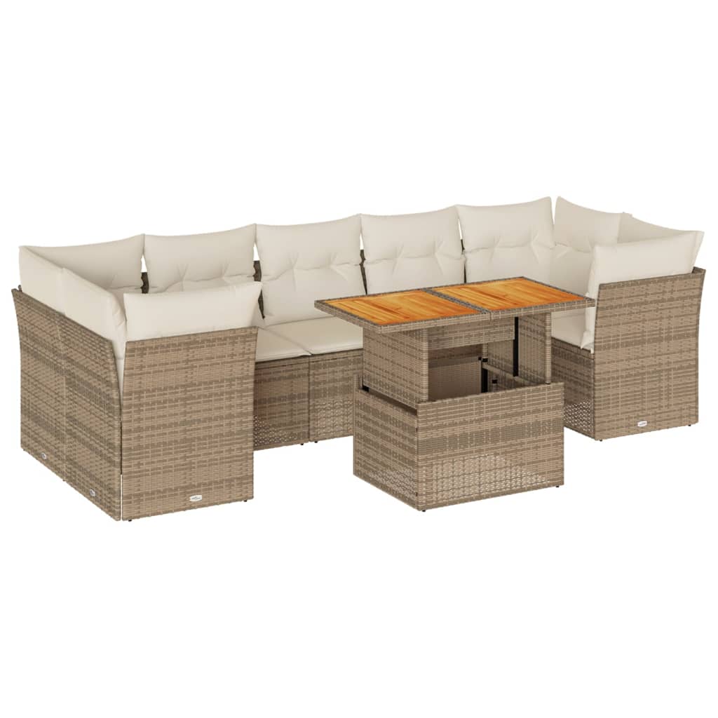 vidaXL Set de sofás de jardín y cojines 8 piezas ratán sintético beige