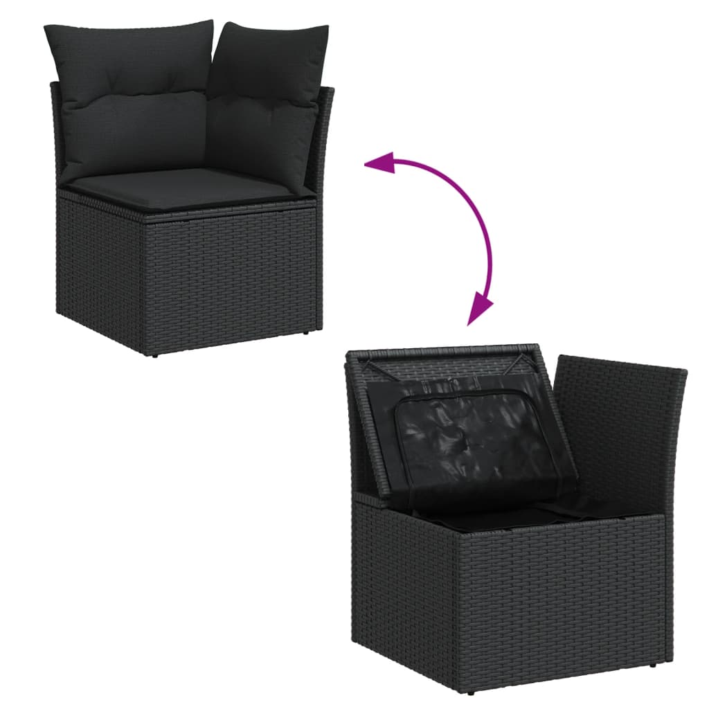 vidaXL Set de muebles de jardín 5 pzas y cojines ratán sintético negro