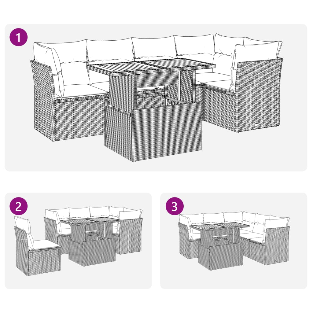 vidaXL Set de muebles de jardín 6 pzas y cojines ratán sintético gris