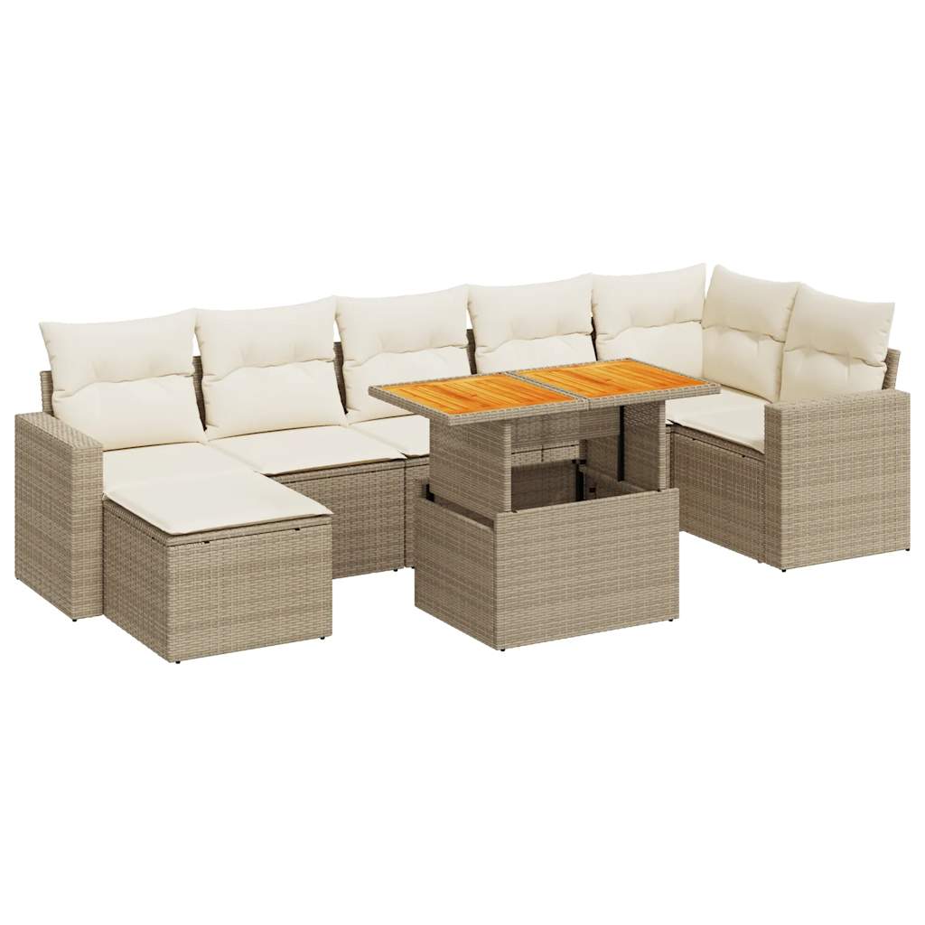 vidaXL Set de sofás de jardín y cojines 8 piezas ratán sintético beige