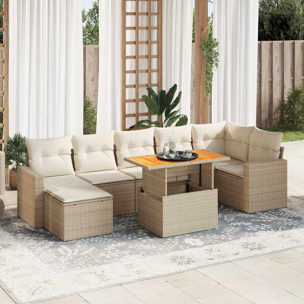 vidaXL Set de sofás de jardín y cojines 8 piezas ratán sintético beige