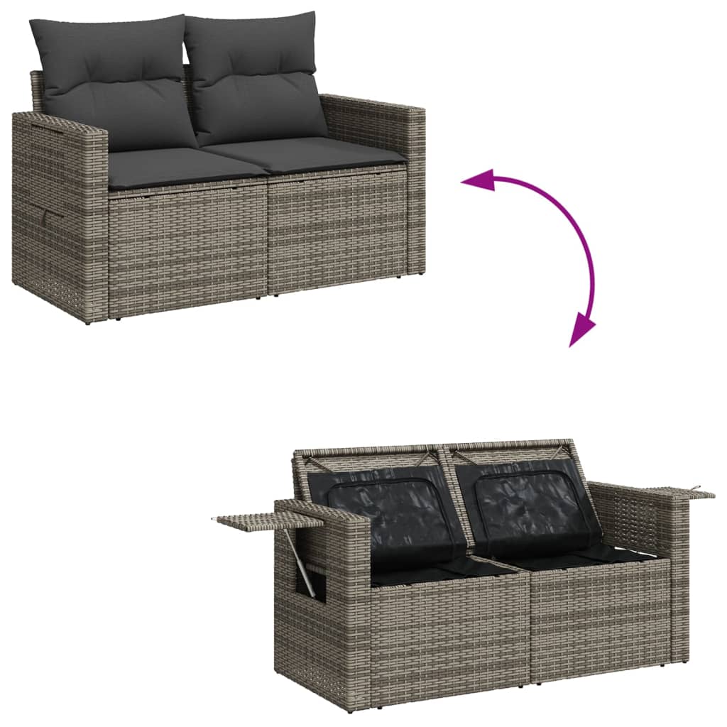 vidaXL Set de muebles de jardín 6 pzas y cojines ratán sintético gris