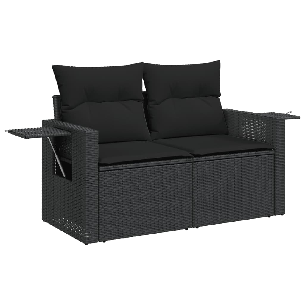 vidaXL Set de muebles de jardín 5 pzas y cojines ratán sintético negro