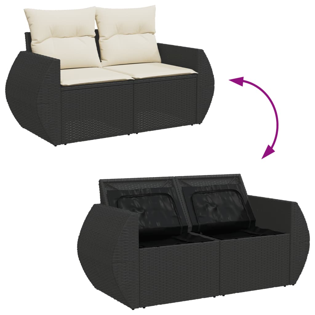 vidaXL Set de muebles de jardín 5 pzas y cojines ratán sintético negro