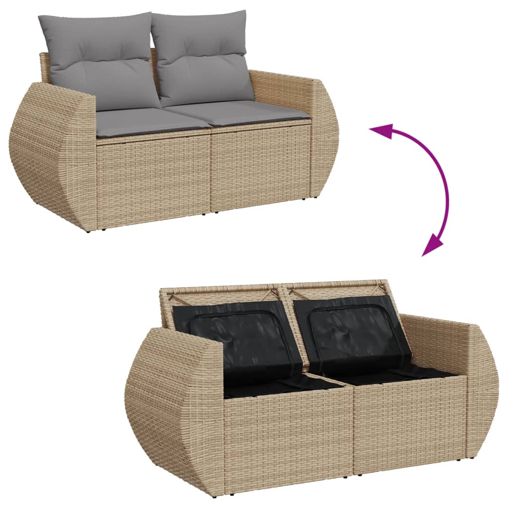 vidaXL Set de sofás de jardín y cojines 8 piezas ratán sintético beige