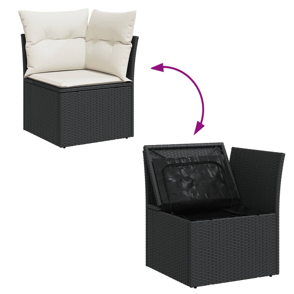 vidaXL Set de muebles de jardín 5 pzas y cojines ratán sintético negro