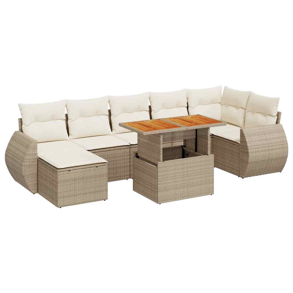 vidaXL Set de sofás de jardín y cojines 8 piezas ratán sintético beige