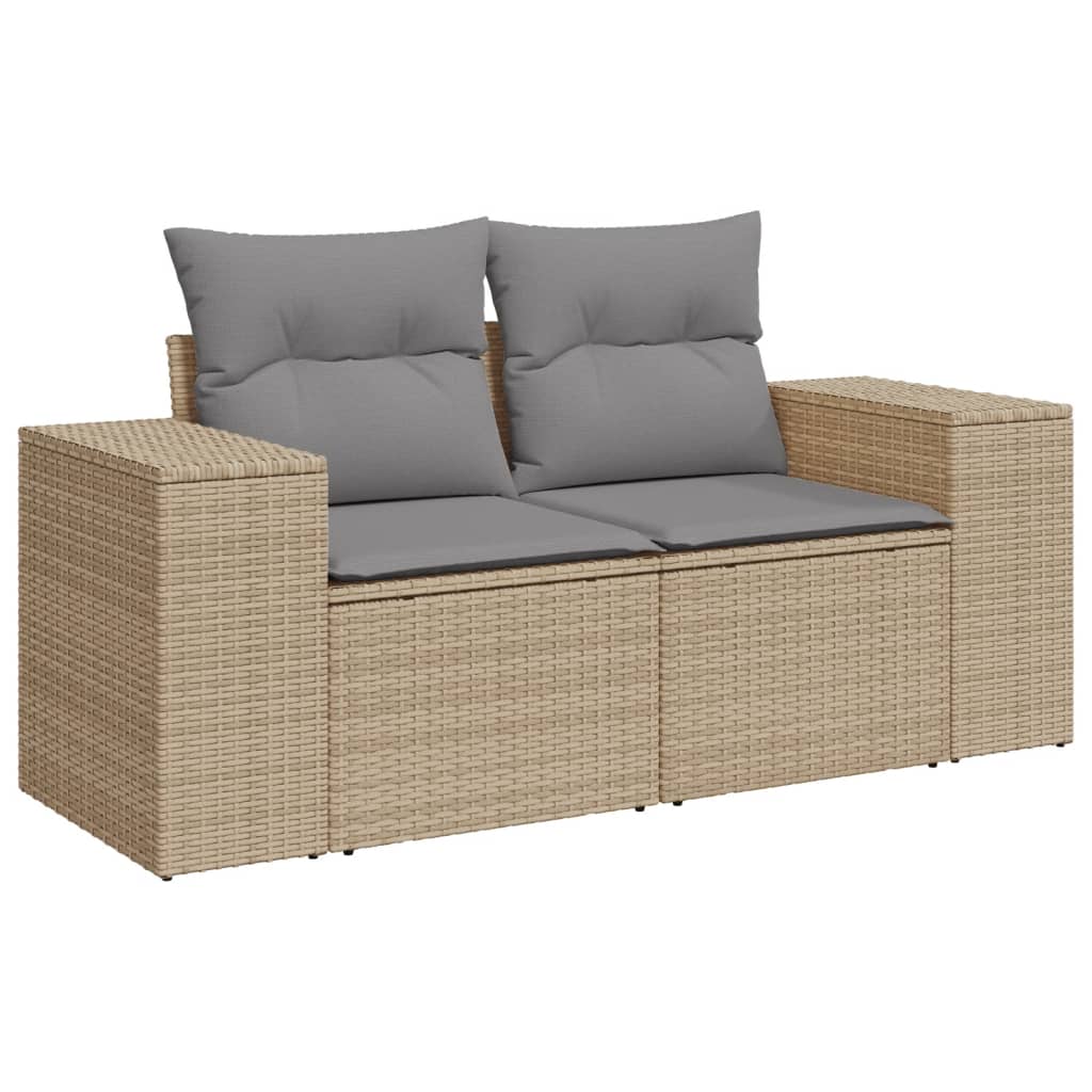 vidaXL Set de sofás de jardín con cojines 9 pzas ratán sintético beige