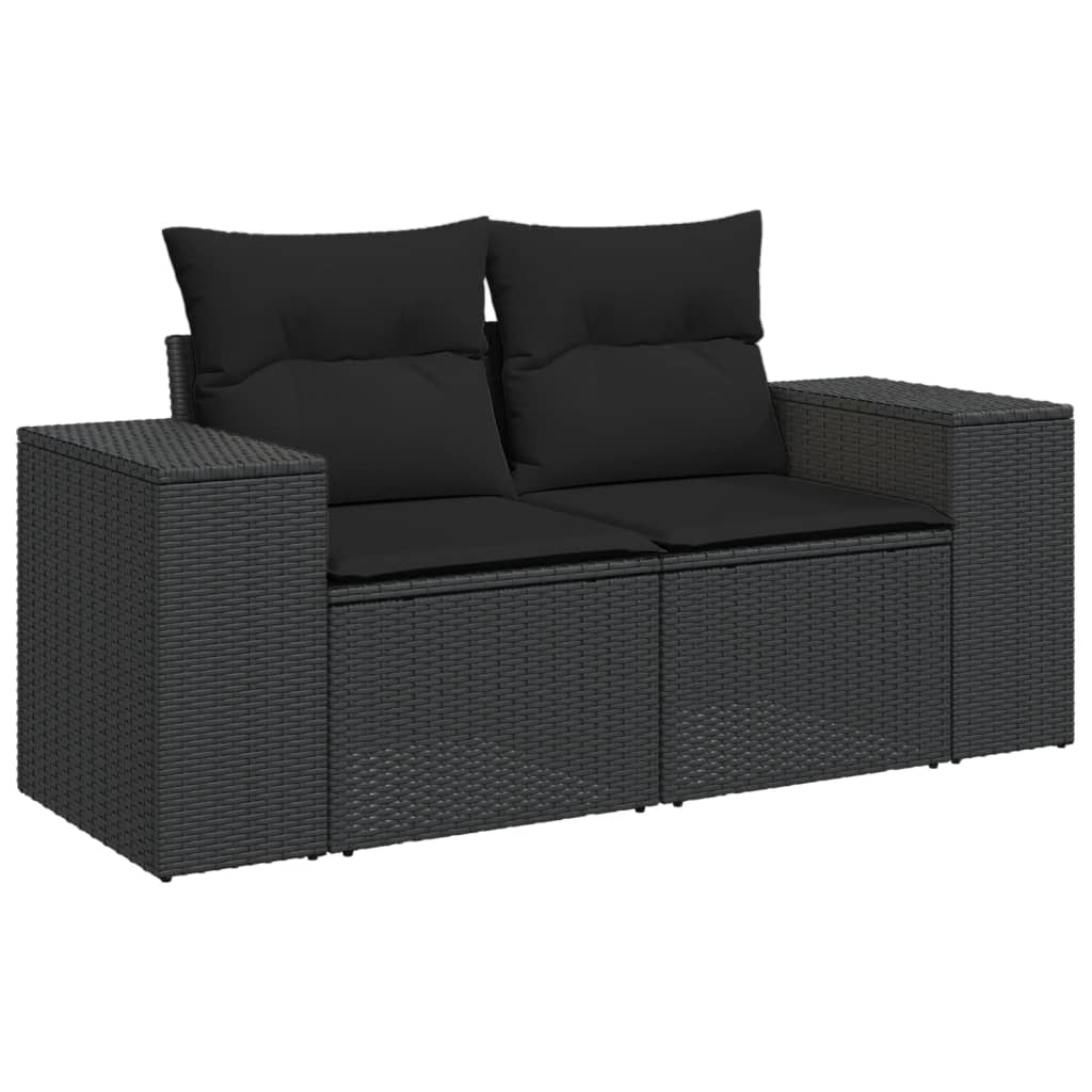 vidaXL Set de muebles de jardín 5 pzas y cojines ratán sintético negro