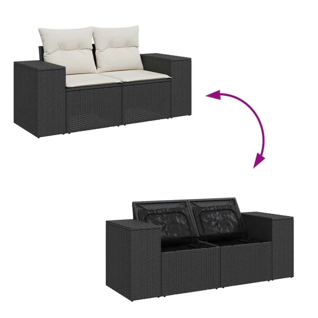 vidaXL Set de muebles de jardín 5 pzas y cojines ratán sintético negro